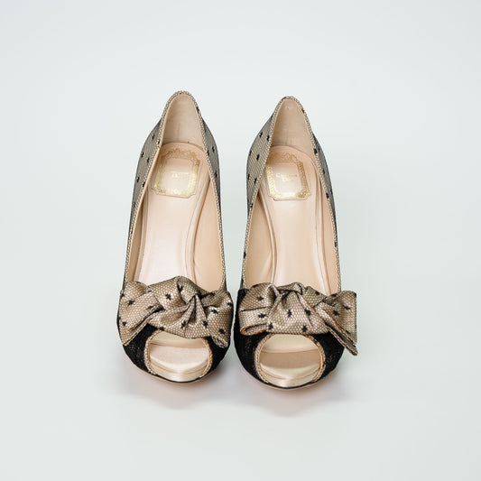 Dior J’Adior Nude Mesh Polka Dot Bow Heels