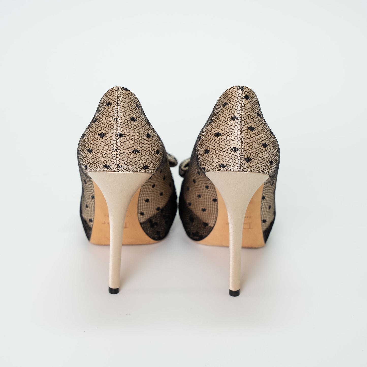 Dior J’Adior Nude Mesh Polka Dot Bow Heels