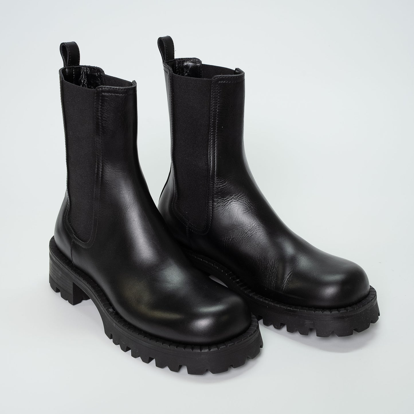 Versace Black Leather Biker Chelsea Boots