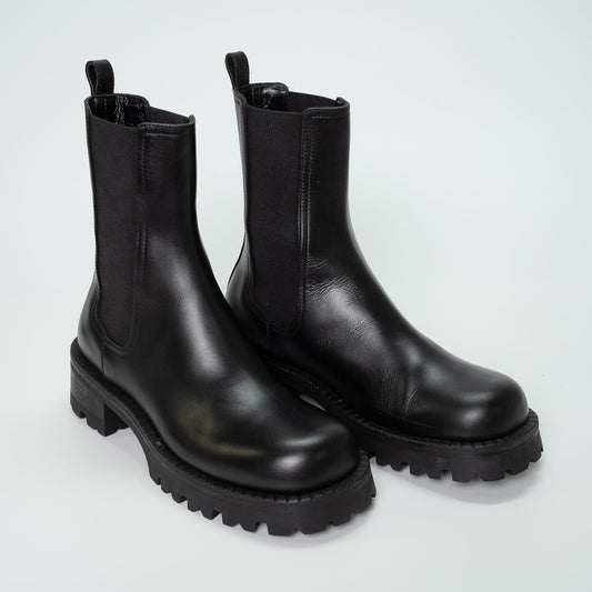 Versace Black Leather Biker Chelsea Boots