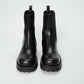 Versace Black Leather Biker Chelsea Boots