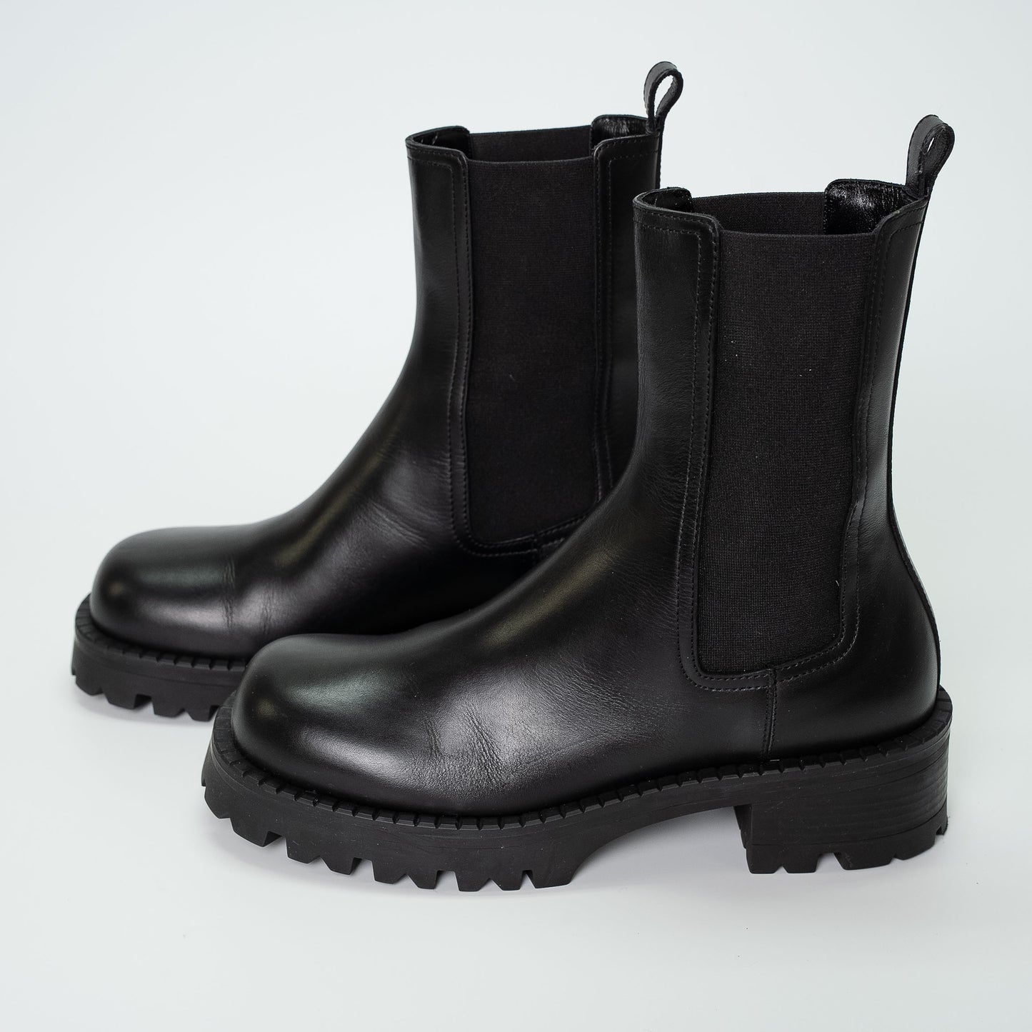 Versace Black Leather Biker Chelsea Boots