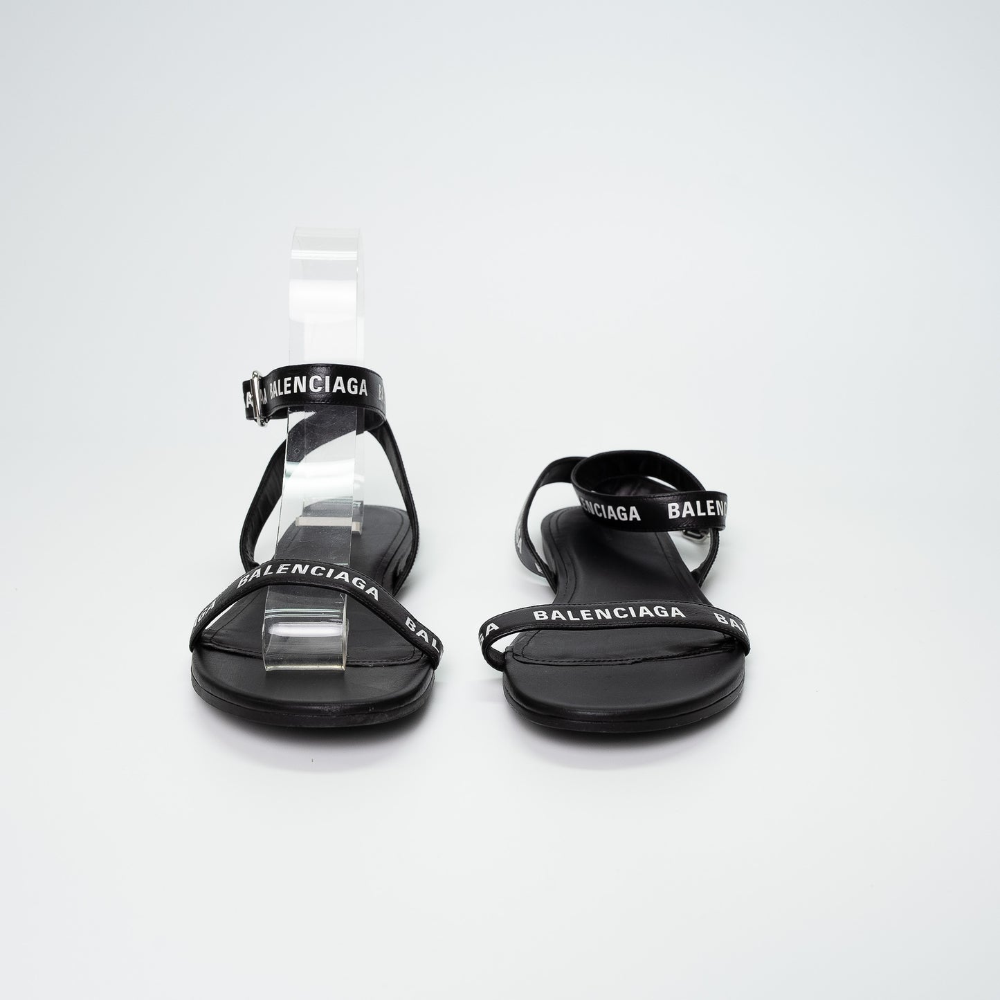 Balenciaga Black Logo Strap Flat Sandals