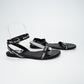 Balenciaga Black Logo Strap Flat Sandals