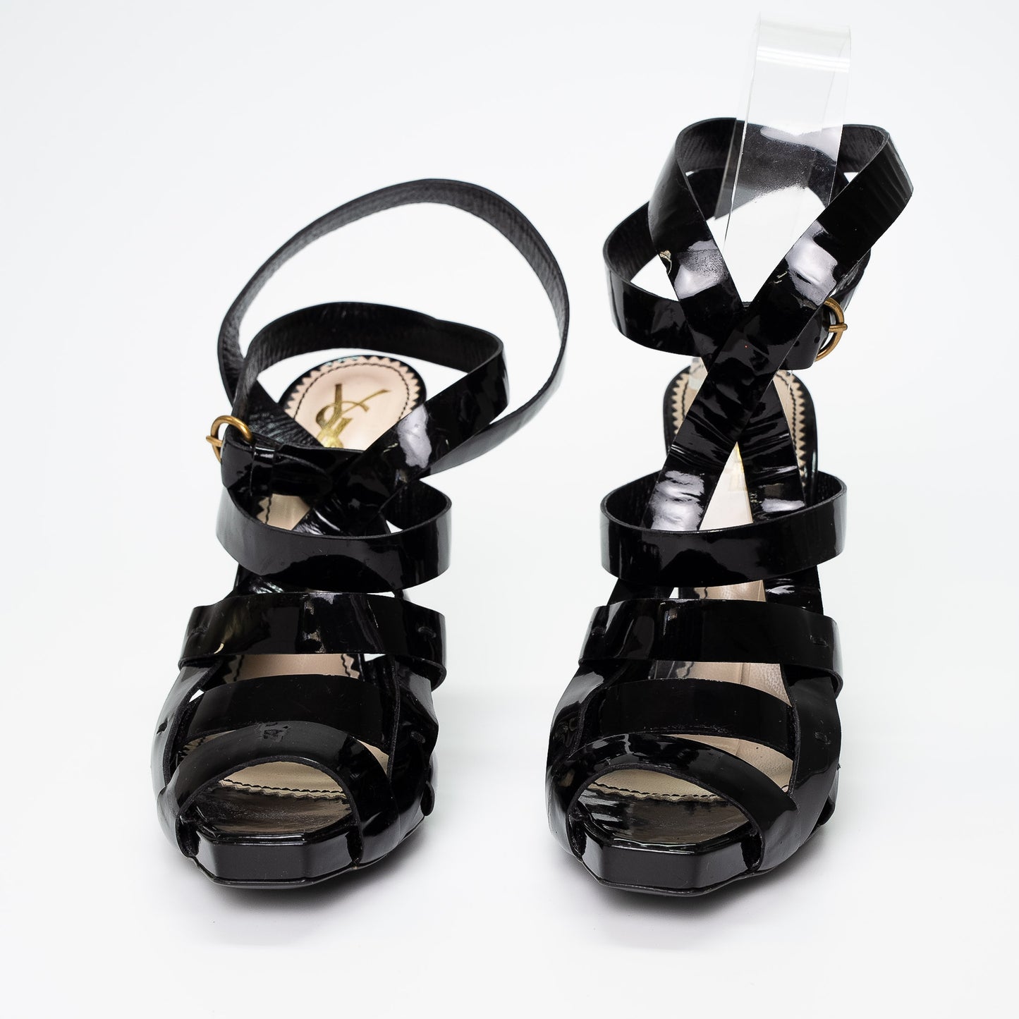 Saint Laurent Black Patent Tribute Platform Heels
