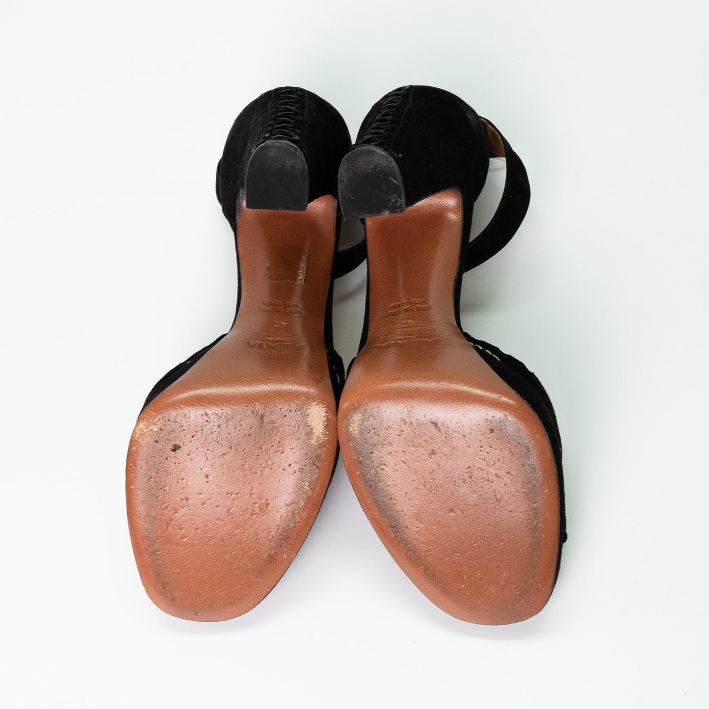 Alaïa Black Suede Ankle Strap Platform Heels