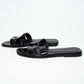 Hermès Black Patent Leather Oran Sandals