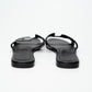 Hermès Black Patent Leather Oran Sandals