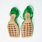 Bottega Veneta Green Mesh & Leather Ankle Strap Sandals