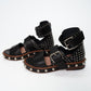 Valentino Garavani Black Leather Studded Sandals