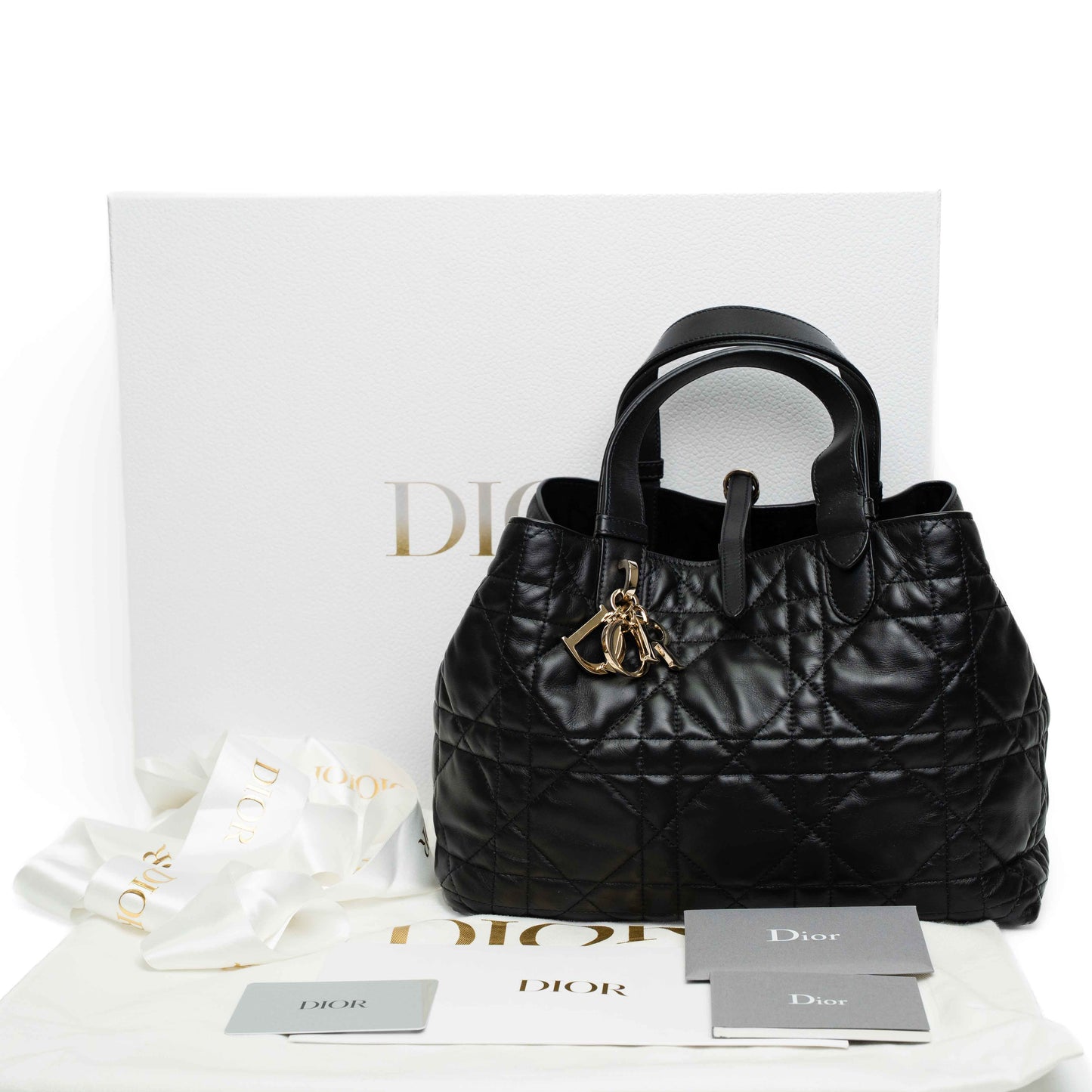 Dior Toujours Medium Black Macrocannage Calfskin