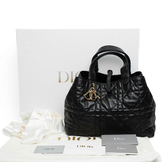 Dior Toujours Medium Black Macrocannage Calfskin