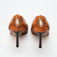 Versace Cognac Embossed Leather Court Shoes