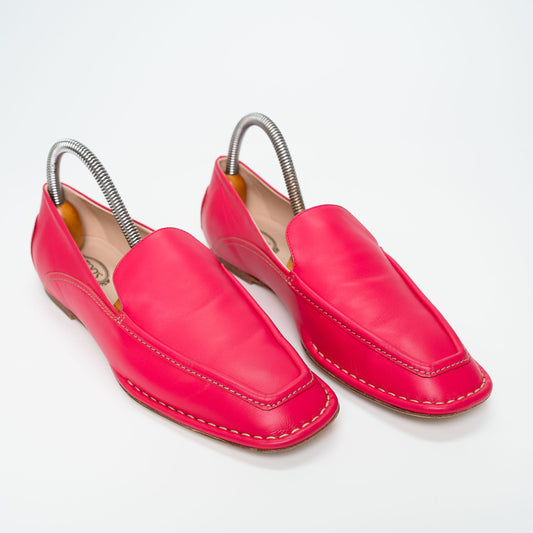 Tod’s Hot Pink Leather Loafers Shoes