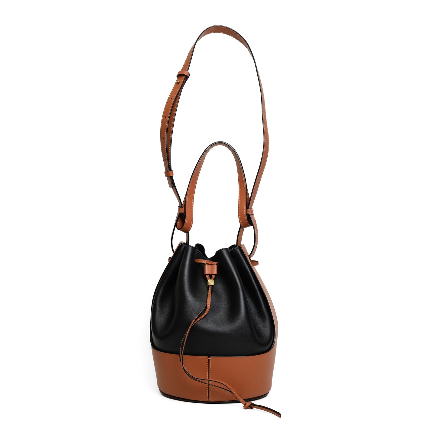 Loewe Balloon Bucket Bag Black and Tan Leather