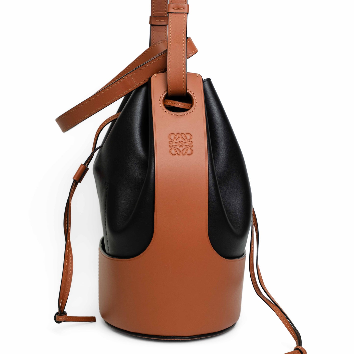 Loewe Balloon Bucket Bag Black and Tan Leather