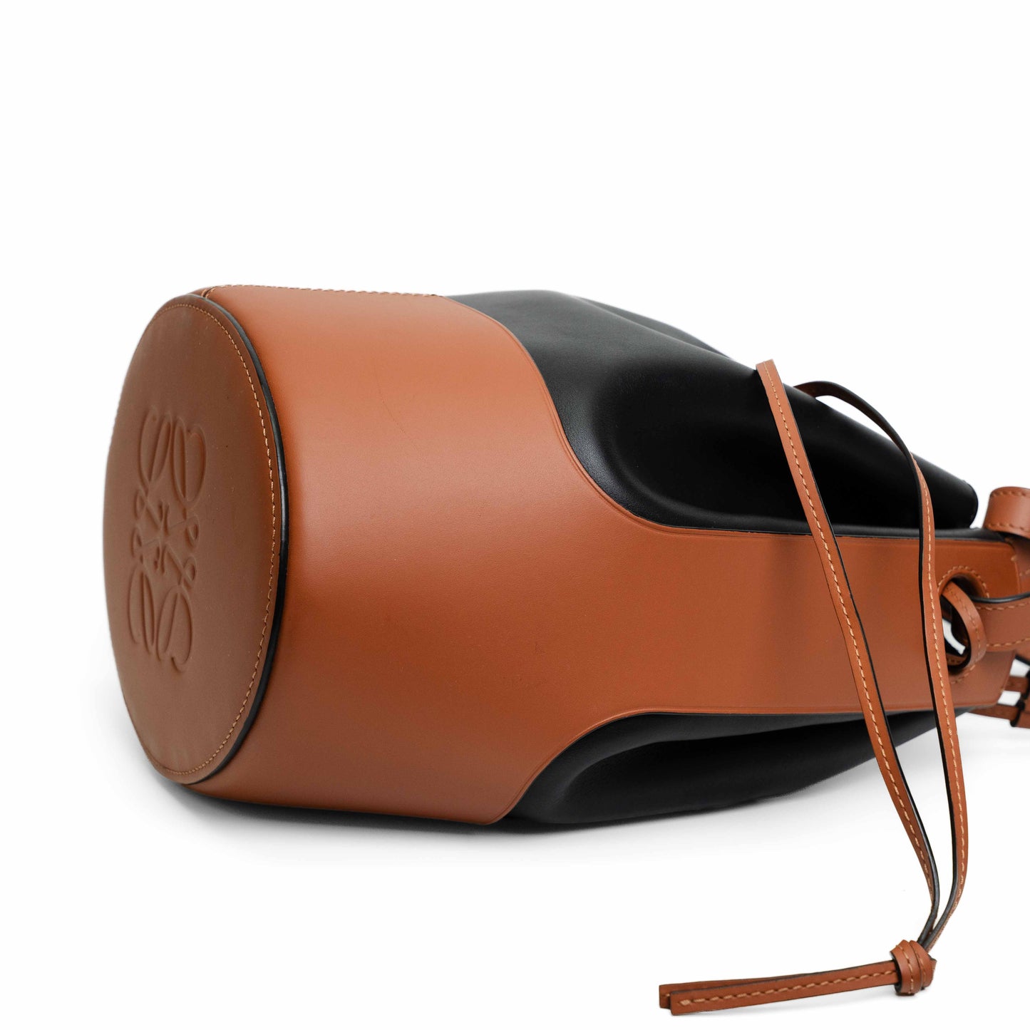 Loewe Balloon Bucket Bag Black and Tan Leather