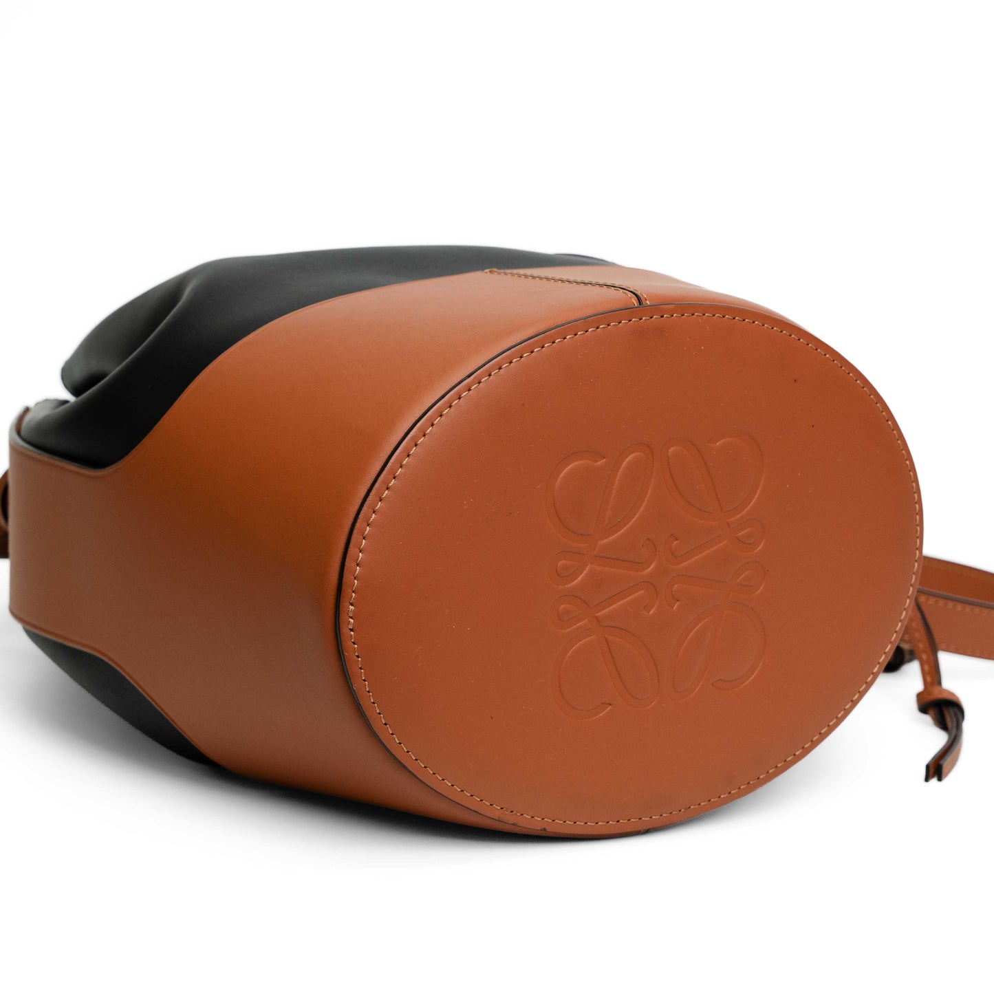 Loewe Balloon Bucket Bag Black and Tan Leather