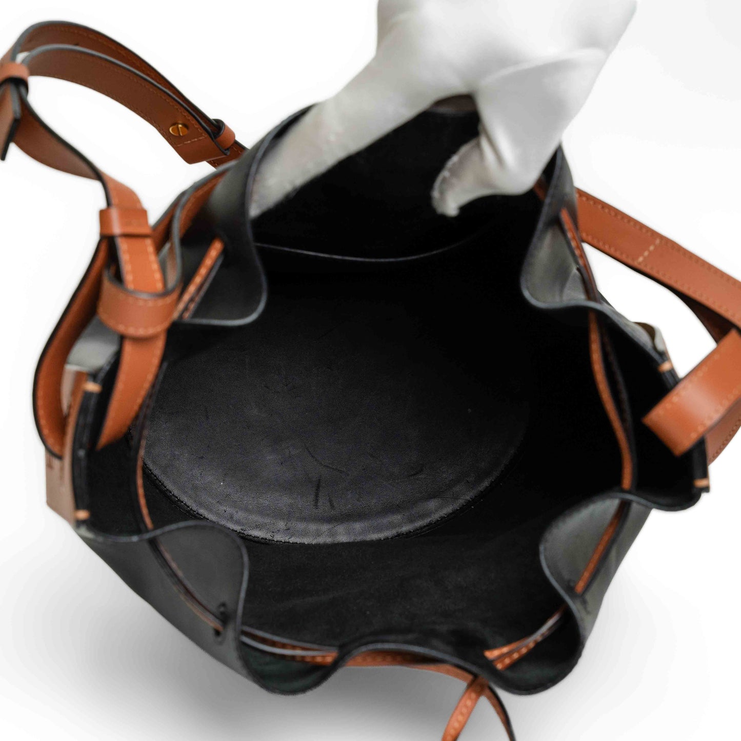 Loewe Balloon Bucket Bag Black and Tan Leather