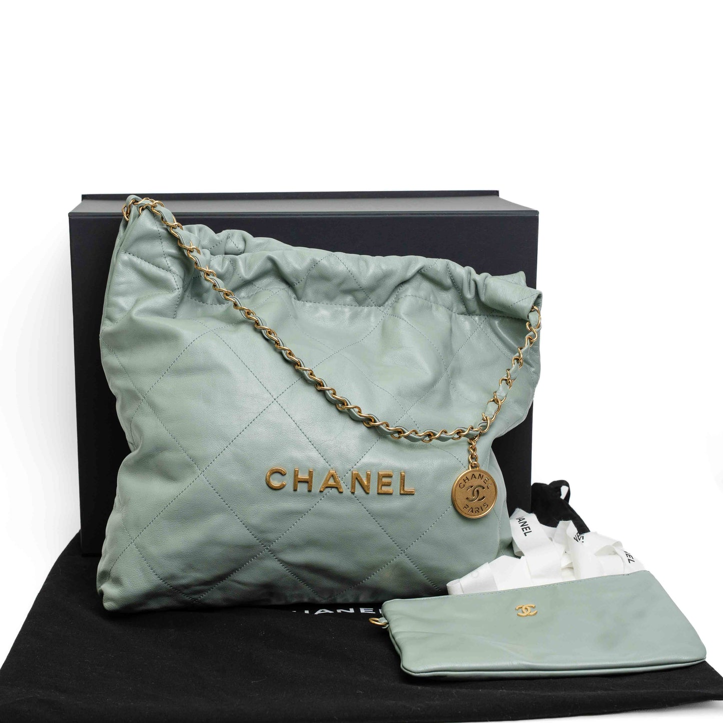 Chanel Small 22 Hobo Green Calfskin