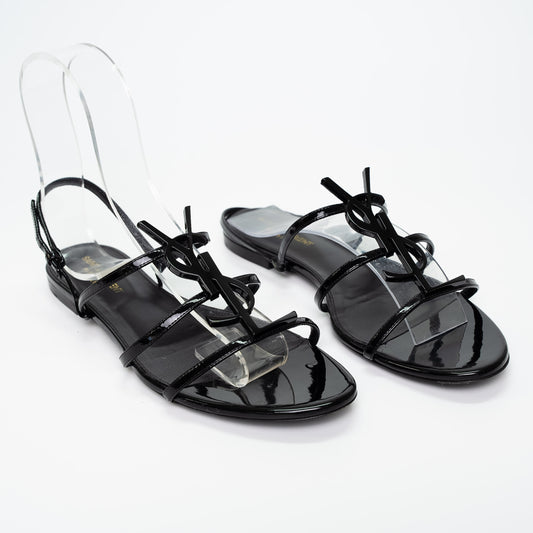 Saint Laurent Cassandra Black Patent Leather Sandals
