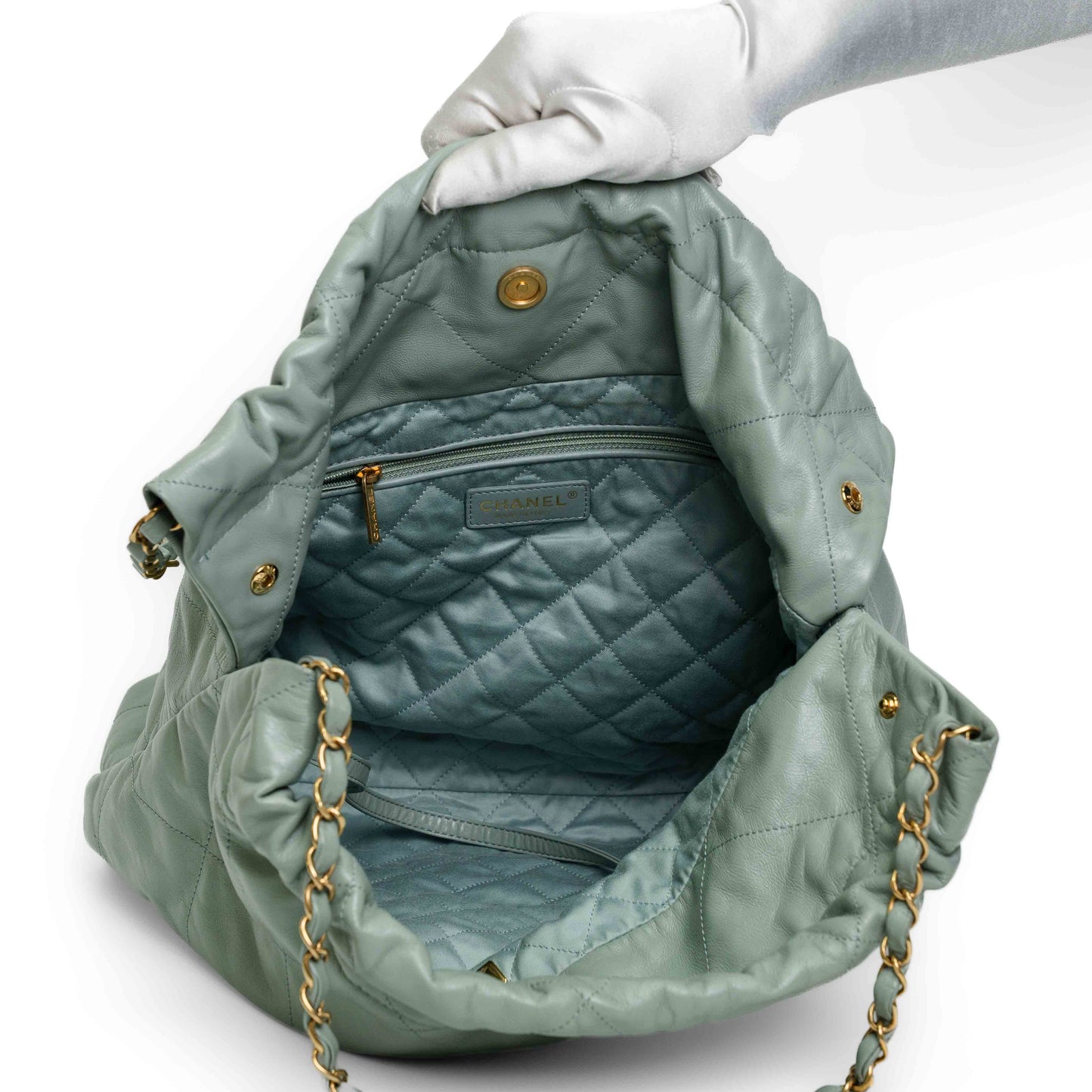 Chanel Small 22 Hobo Green Calfskin