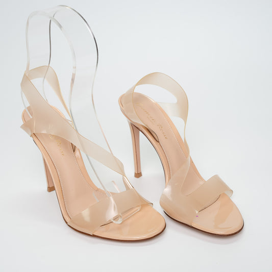 Gianvito Rossi Nude PVC Strap Heeled Sandals