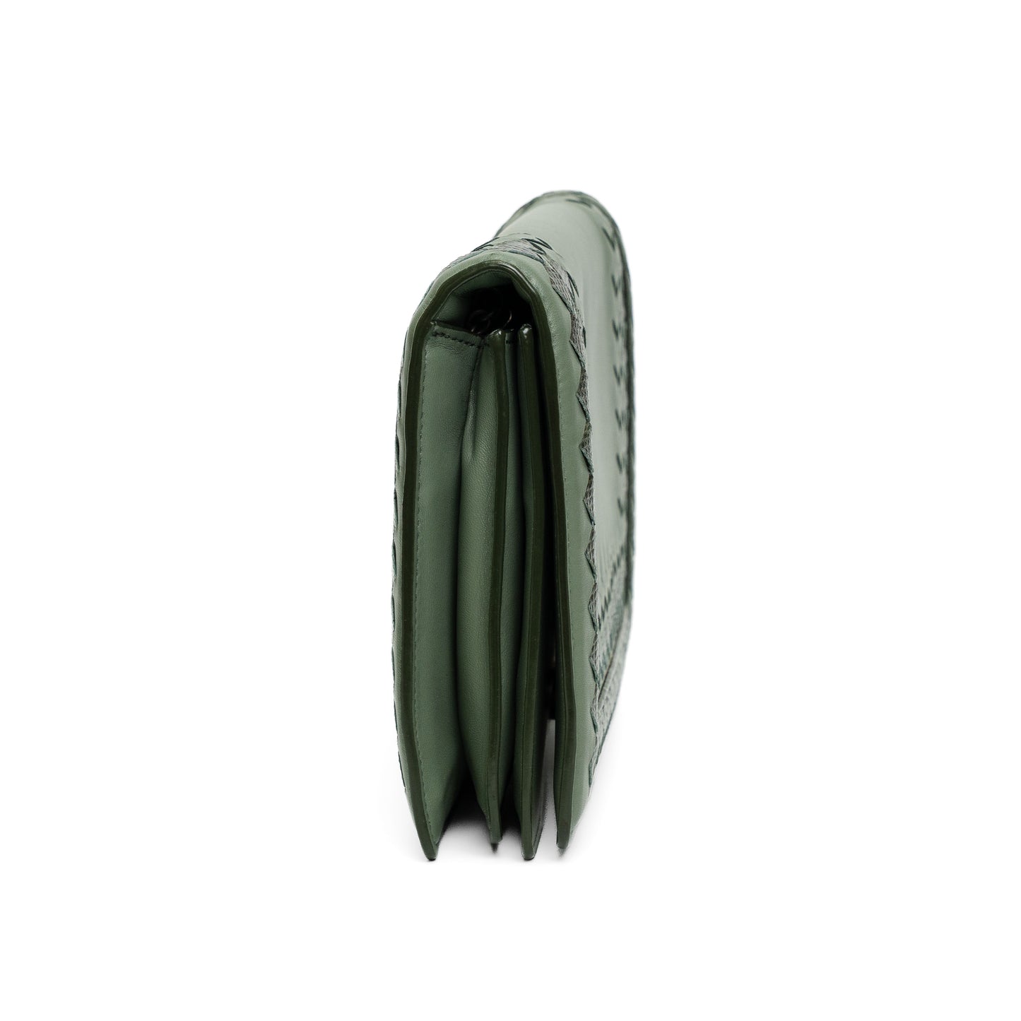 Bottega Veneta Woven Chain Flap Bag Green