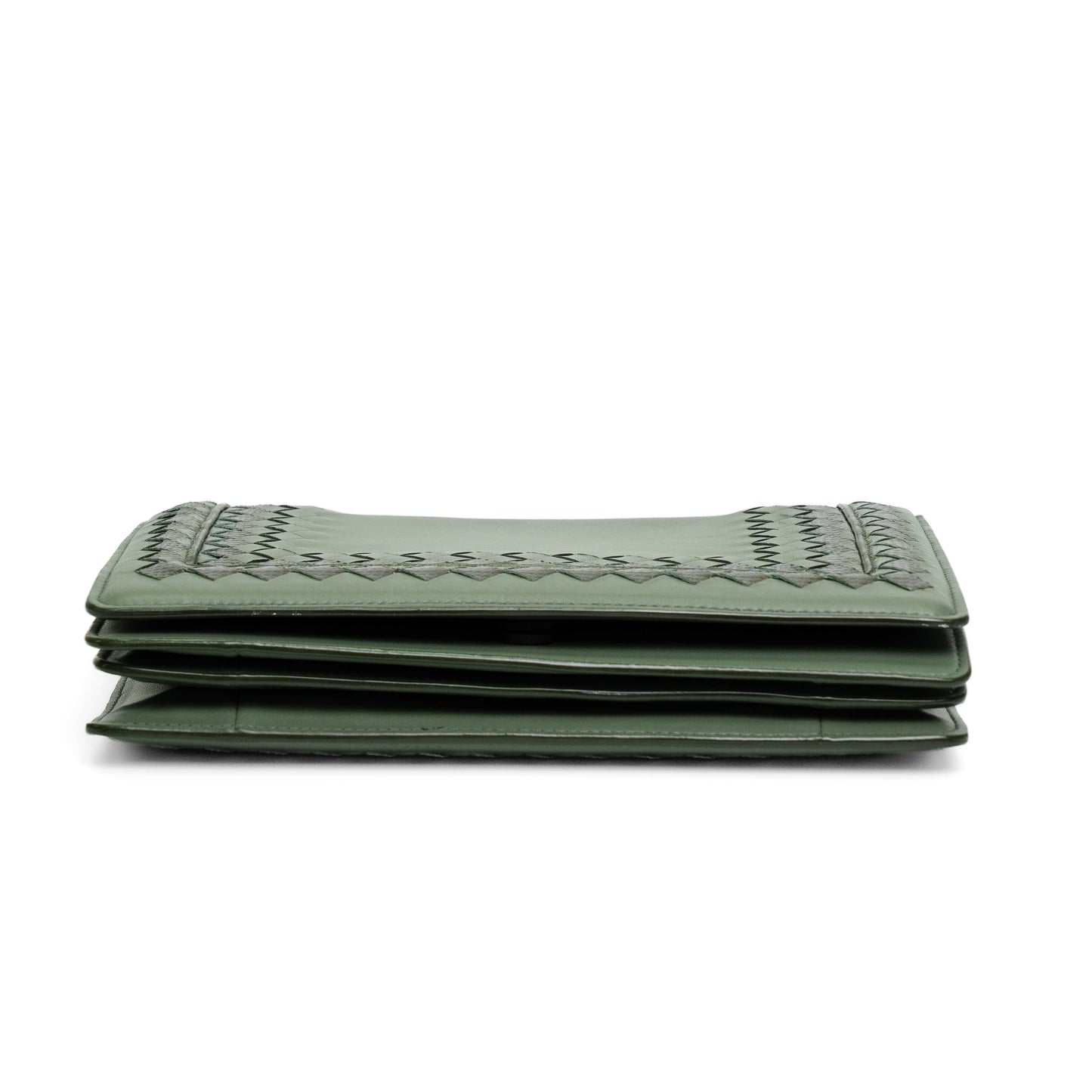 Bottega Veneta Woven Chain Flap Bag Green