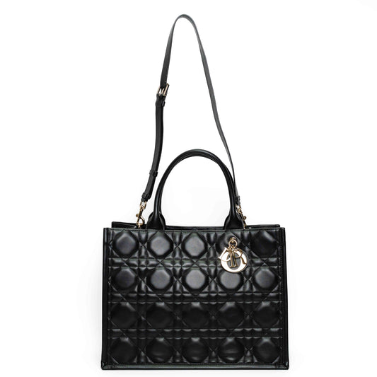 Dior Book Tote Medium Black Macrocannage Calfskin