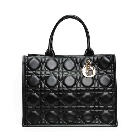 Dior Book Tote Medium Black Macrocannage Calfskin