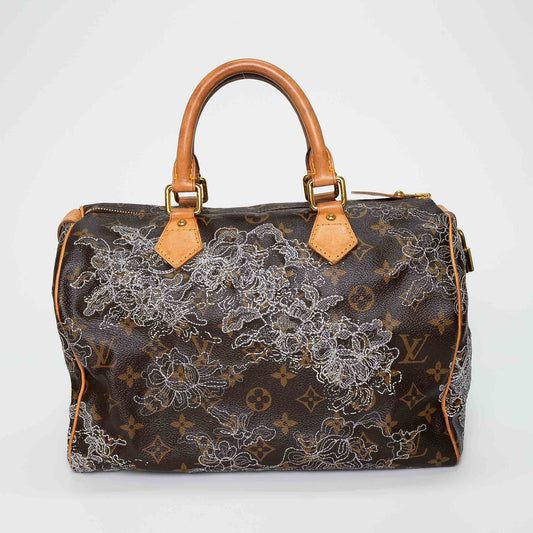 Louis Vuitton Embroidered Monogram Speedy Handbag