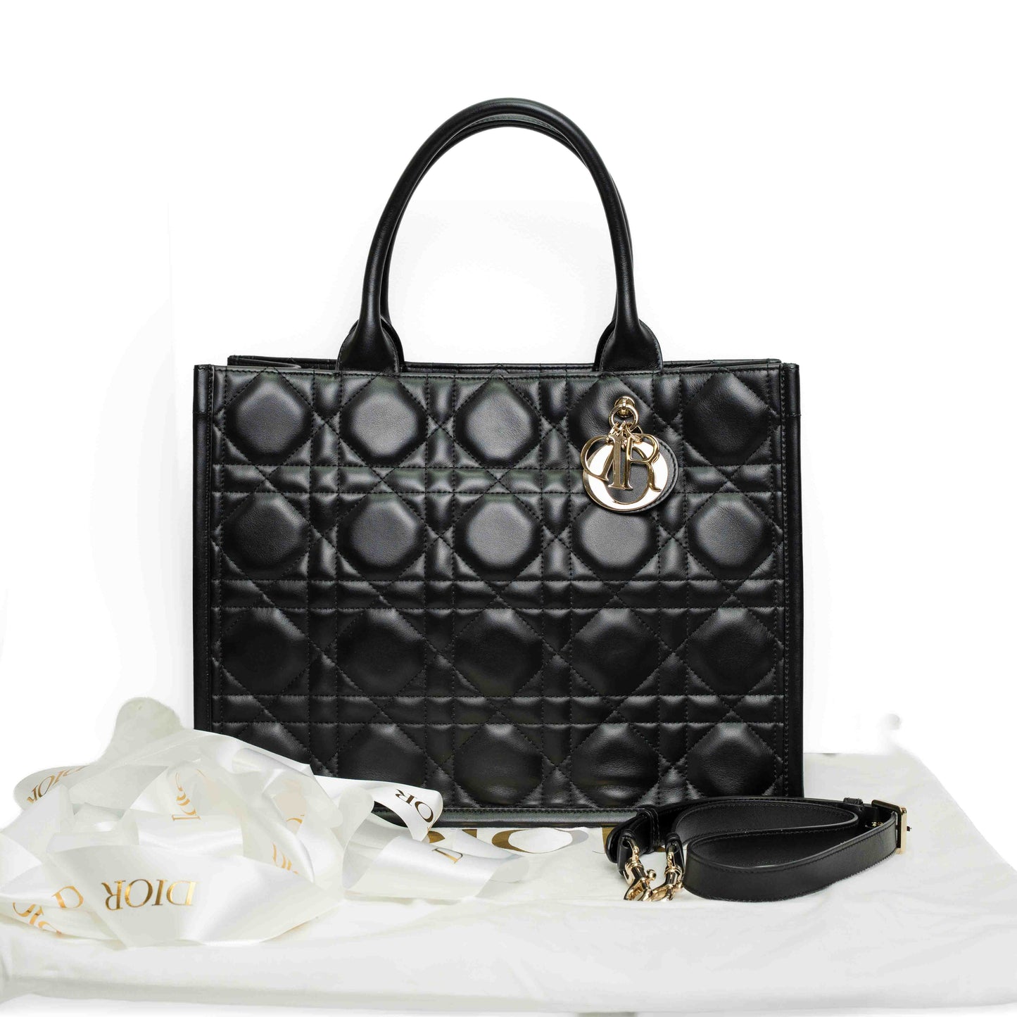 Dior Book Tote Medium Black Macrocannage Calfskin