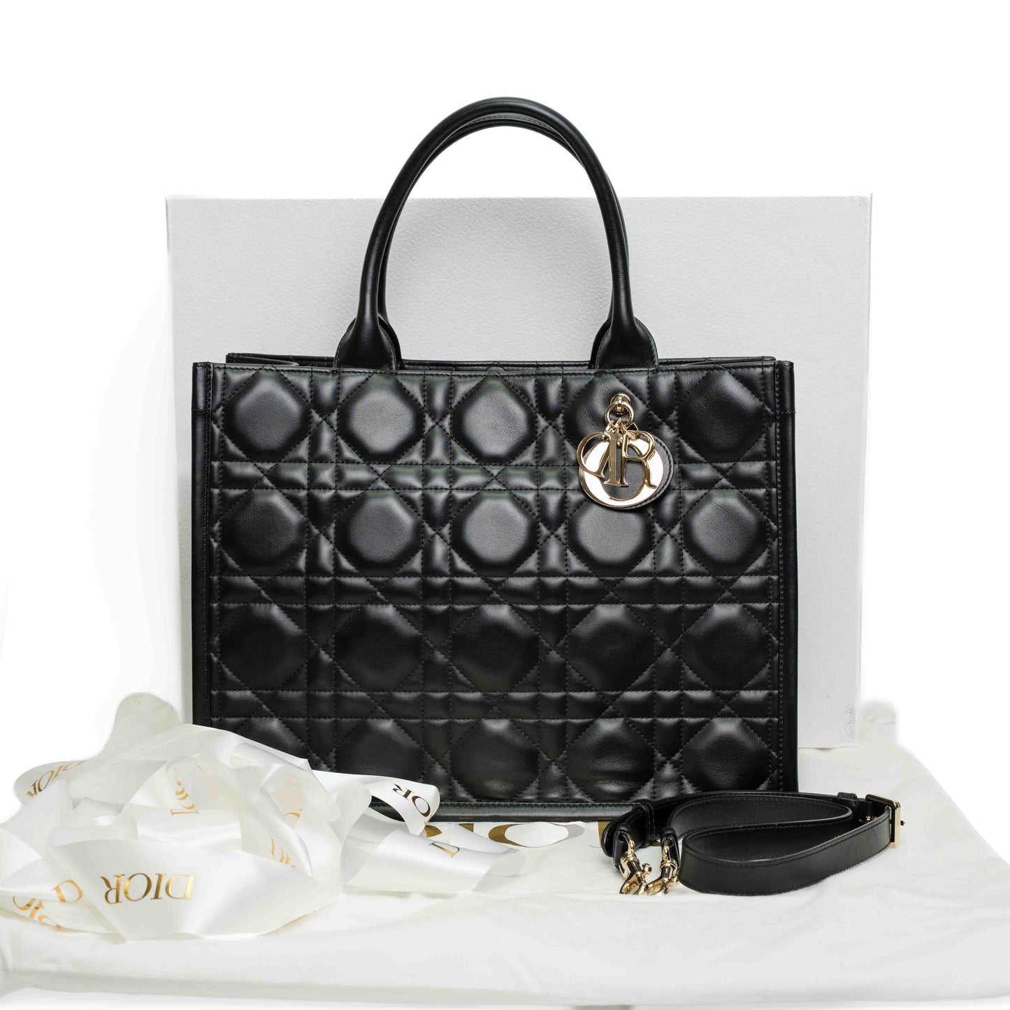 Dior Book Tote Medium Black Macrocannage Calfskin