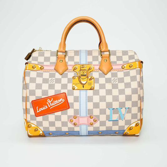 Louis Vuitton Damier Azur Speedy 30 Summer Trunks Handbag