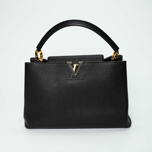 Louis Vuitton Capucines MM Black Leather Handbag