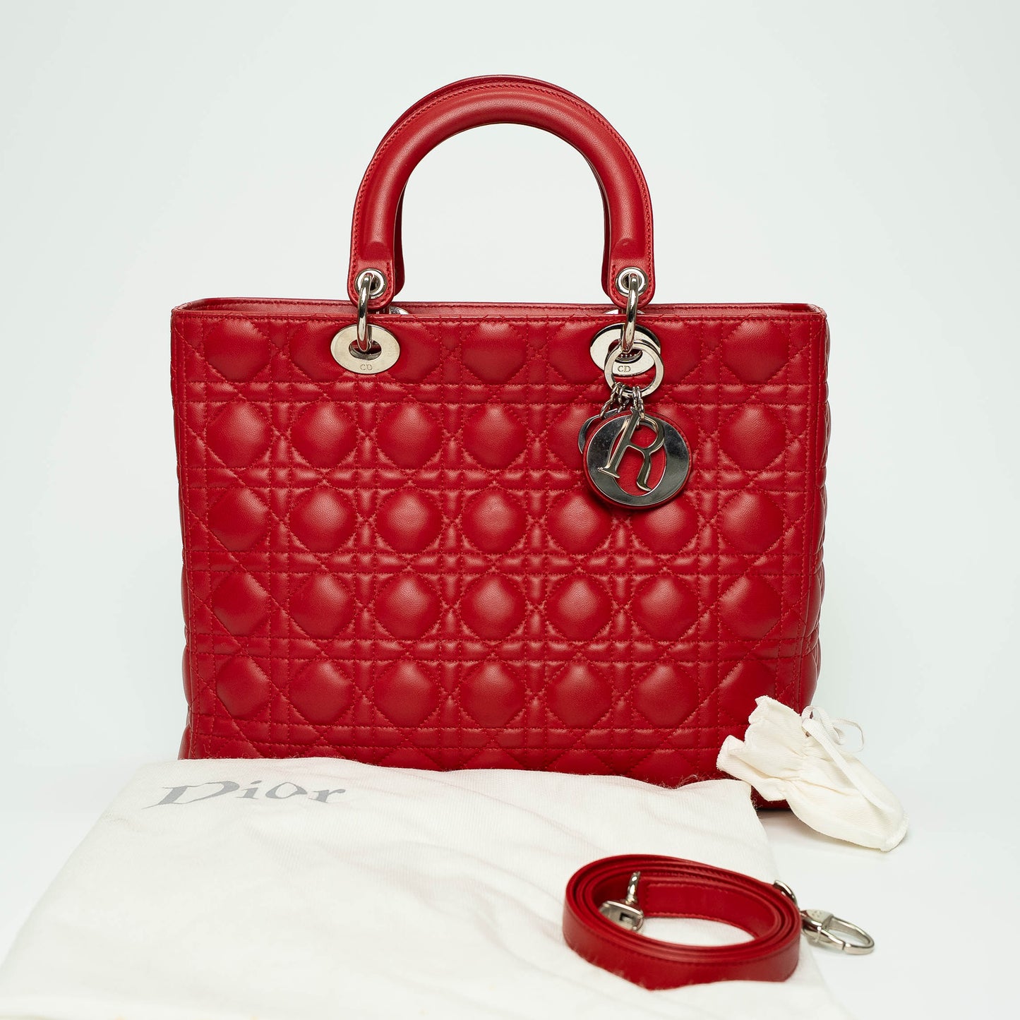 Christian Dior Lady Dior Red Cannage Handbag