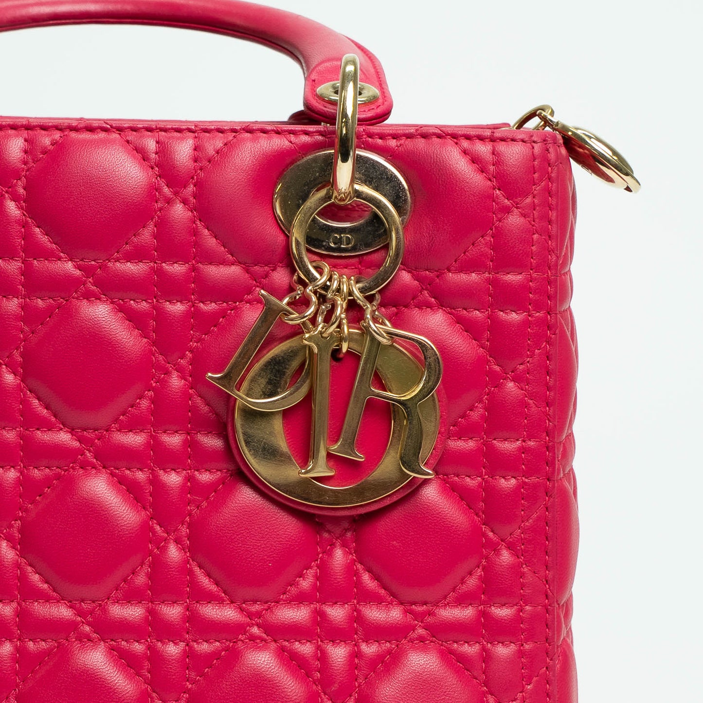 Christian Dior Lady Dior Hot Pink Medium Top Handle Handbag