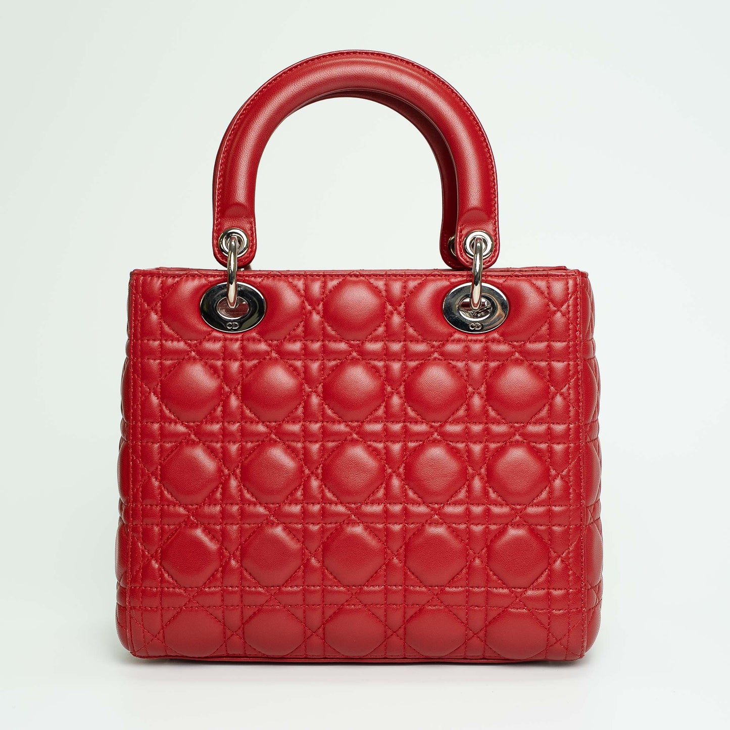 Christian Dior Lady Dior Red Medium Top Handle Handbag