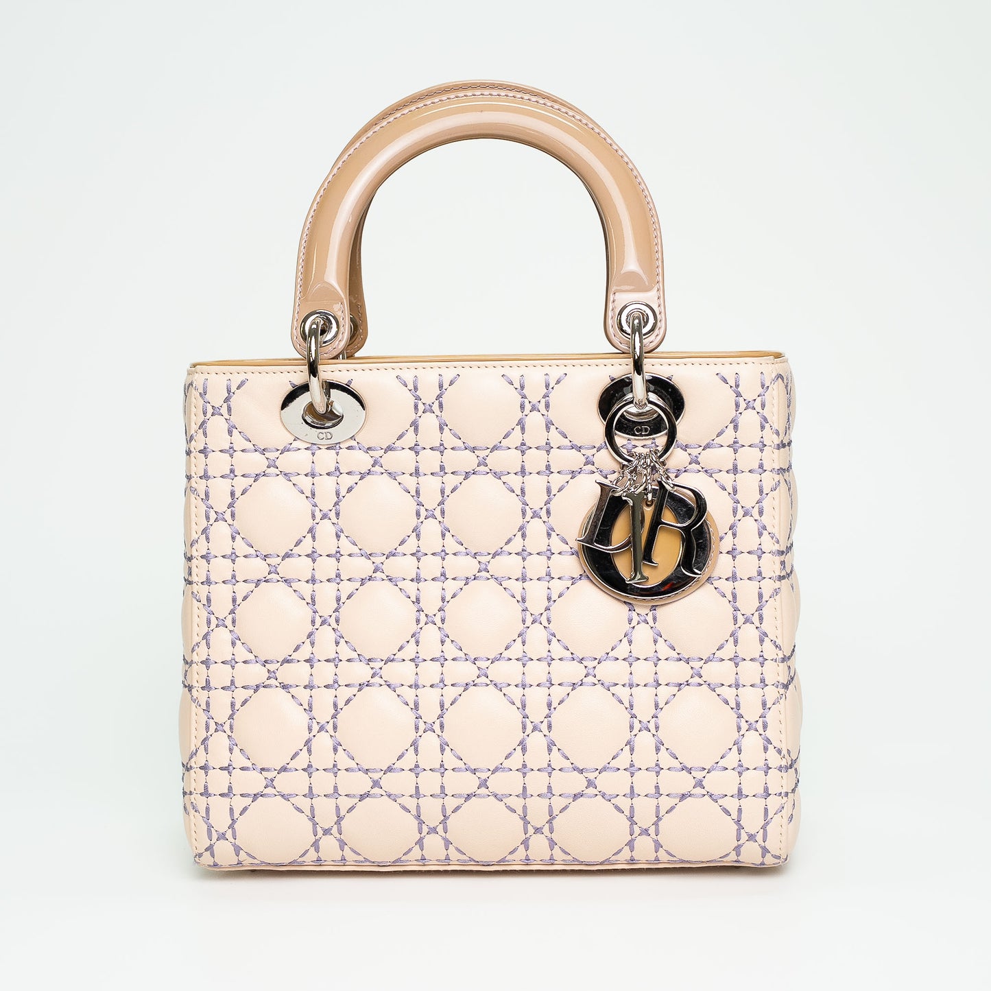 Christian Dior Lady Dior Two-Tone Cannage Medium Top Handle Handbag