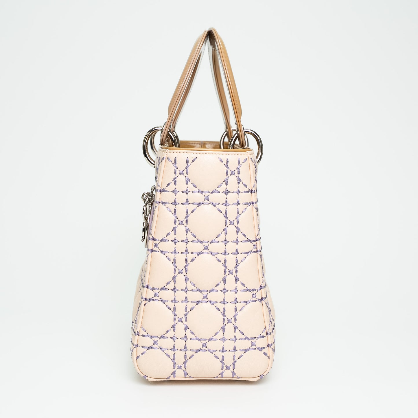 Christian Dior Lady Dior Two-Tone Cannage Medium Top Handle Handbag