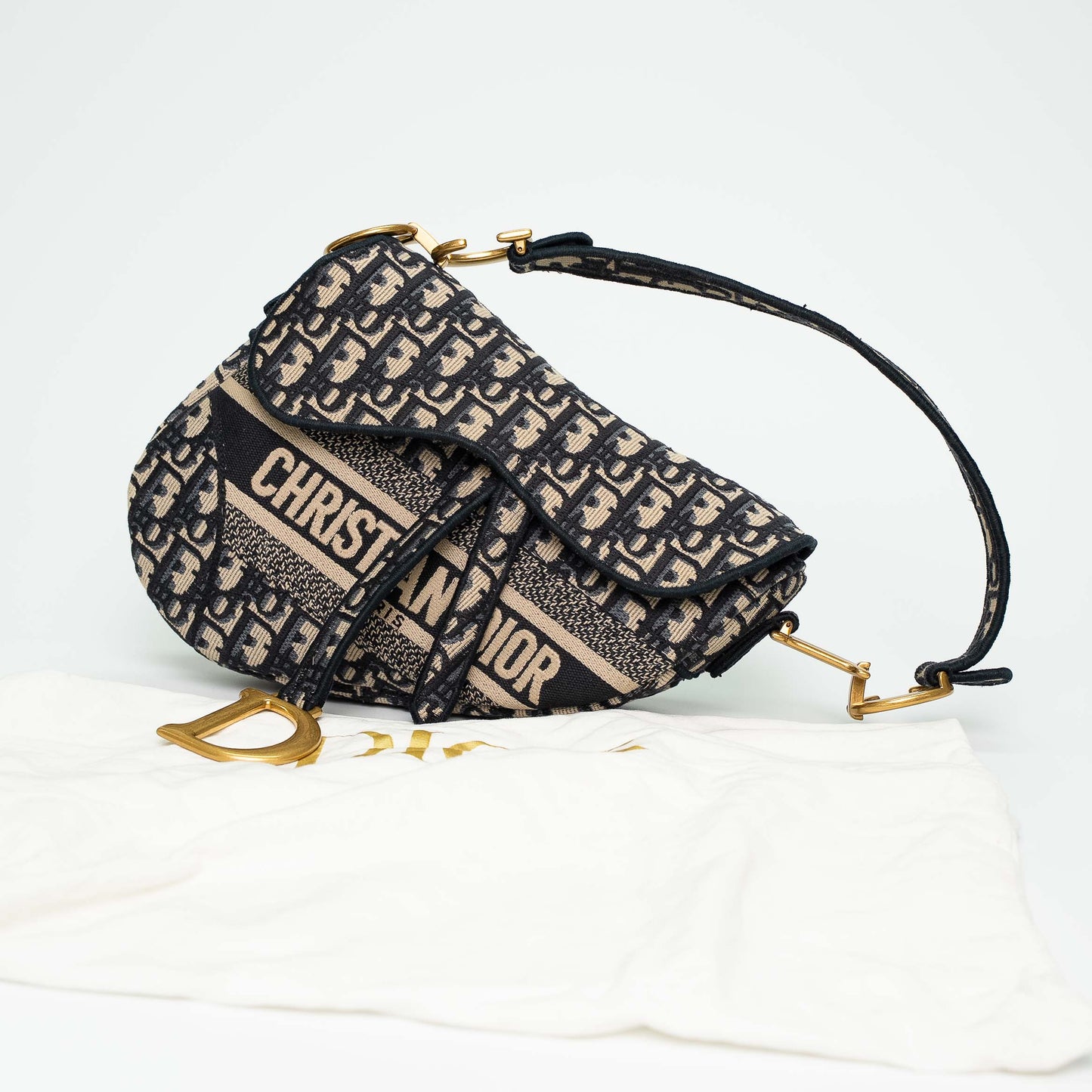 Christian Dior Oblique Canvas Saddle Handbag