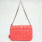 Christian Dior Coral Cannage Quilted Leather Shoulder Bag