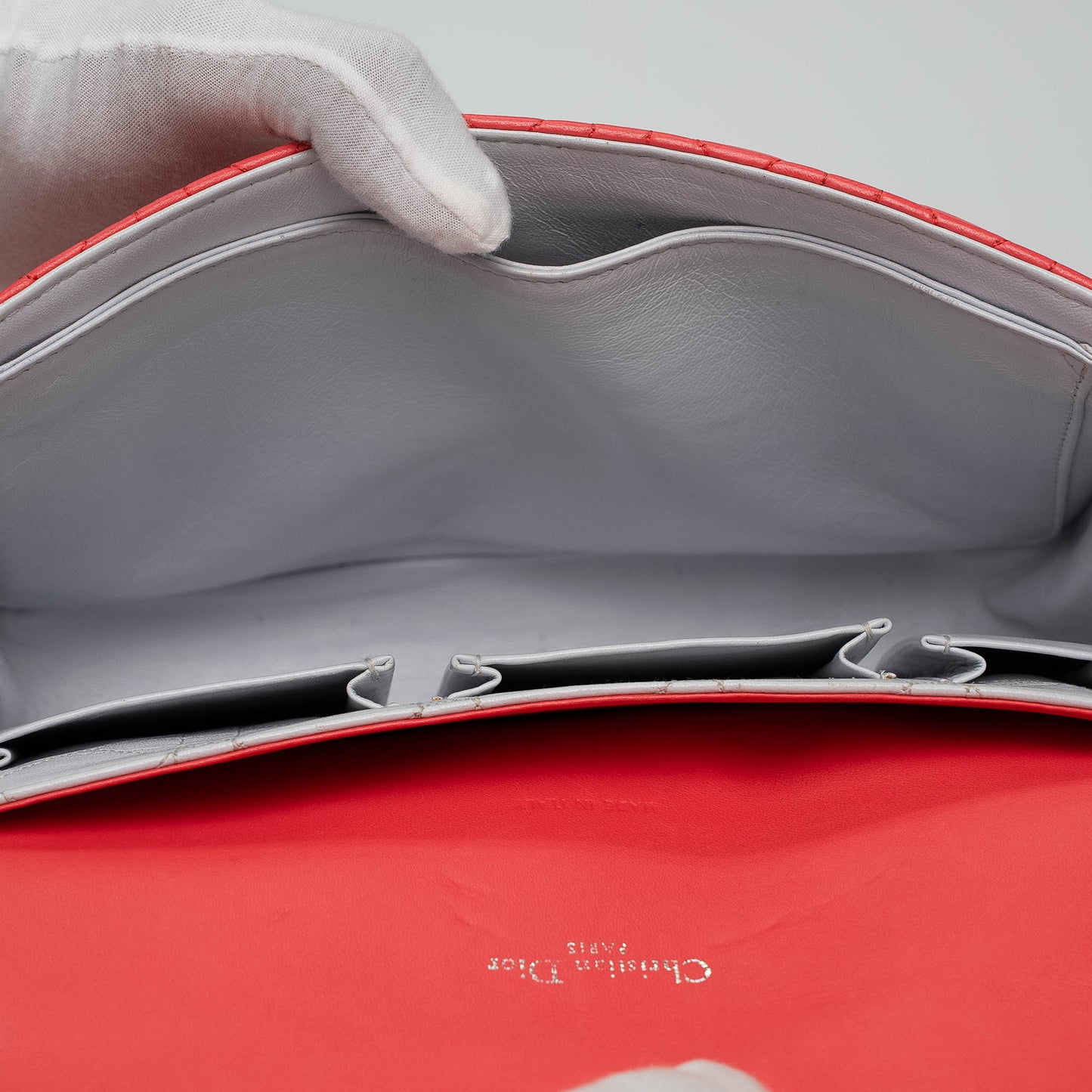 Christian Dior Coral Cannage Quilted Leather Shoulder Bag