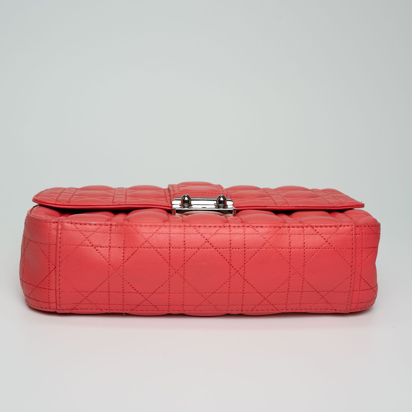 Christian Dior Coral Cannage Quilted Leather Shoulder Bag