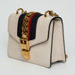 Gucci Sylvie Cream White Leather Flap Shoulder Bag