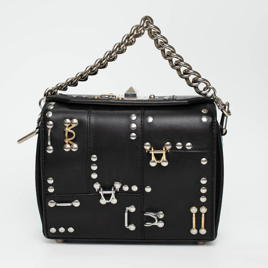 Alexander McQueen Black Hook & Eye Leather Shoulder Bag
