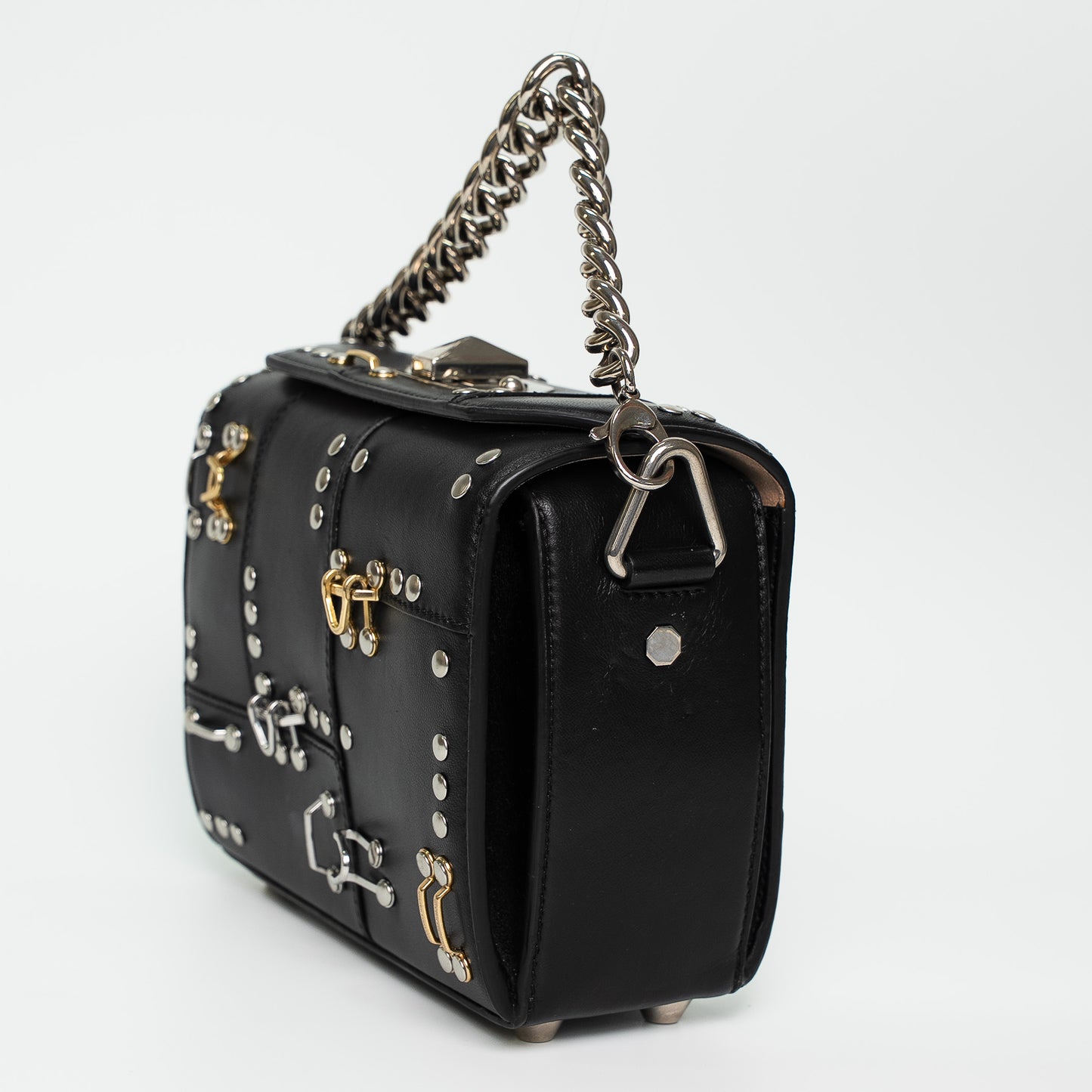 Alexander McQueen Black Hook & Eye Leather Shoulder Bag