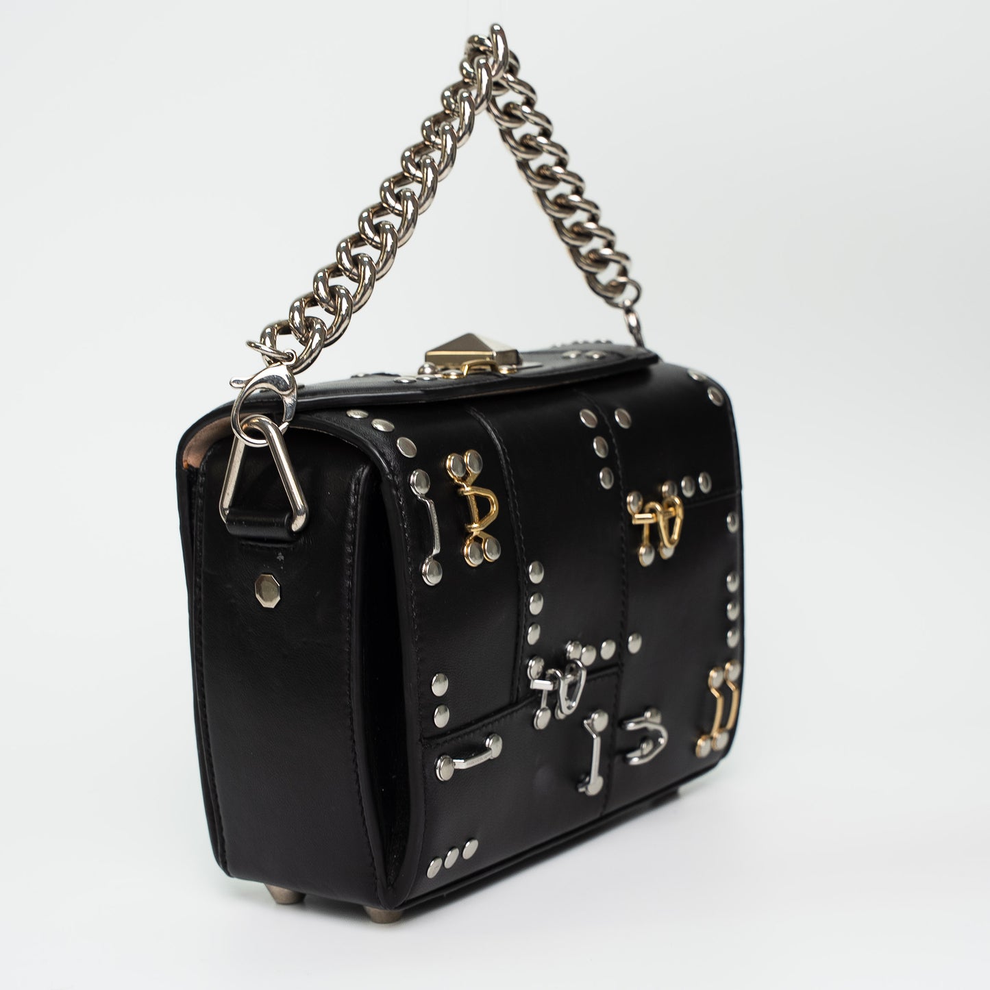 Alexander McQueen Black Hook & Eye Leather Shoulder Bag