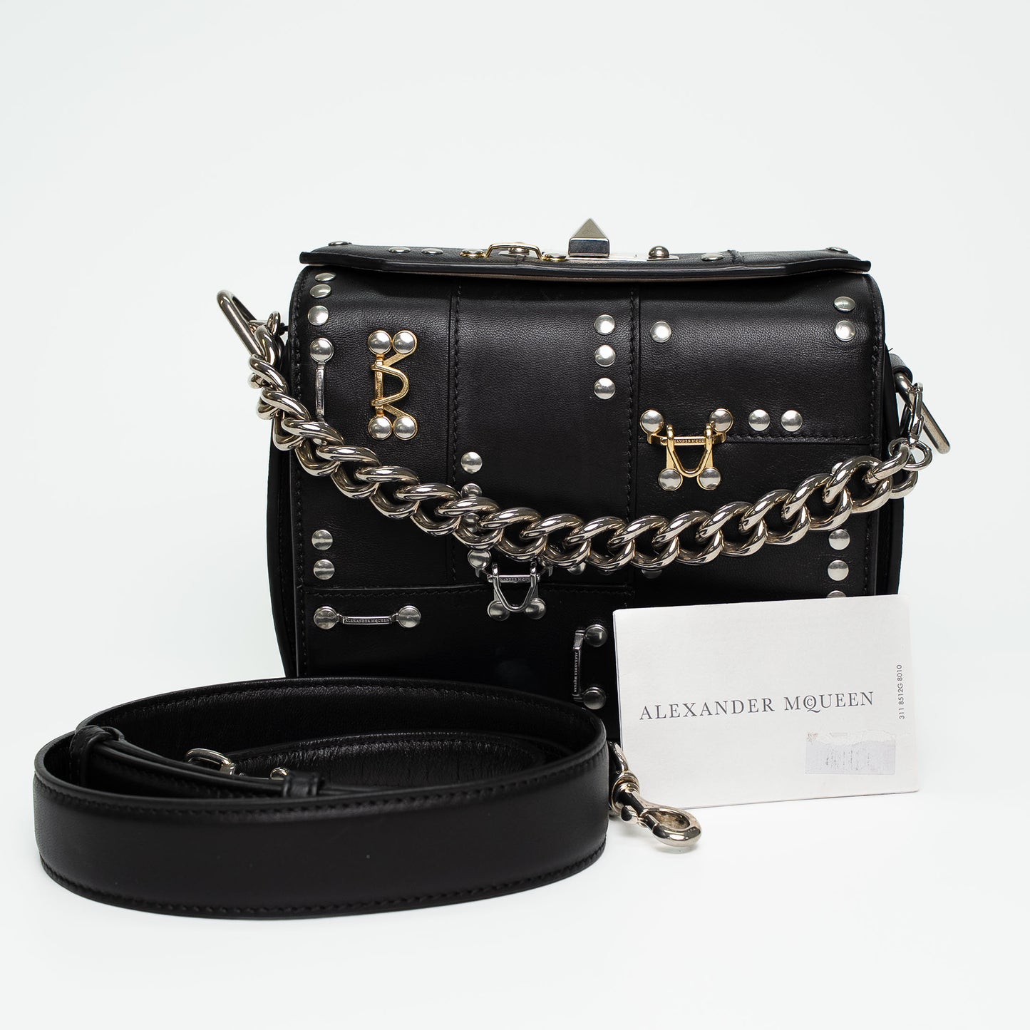Alexander McQueen Black Hook & Eye Leather Shoulder Bag
